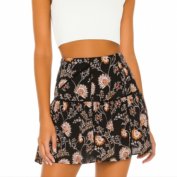 1. State Dresses & Skirts - 1. State Skirt Womens Size 6 Floral Pink Black Flounce Cottage Festival Boho Chi